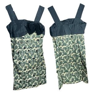 Vintage 1960s Dress Hippie Velvet Bow Paisley Midi Sleeveless GoGo